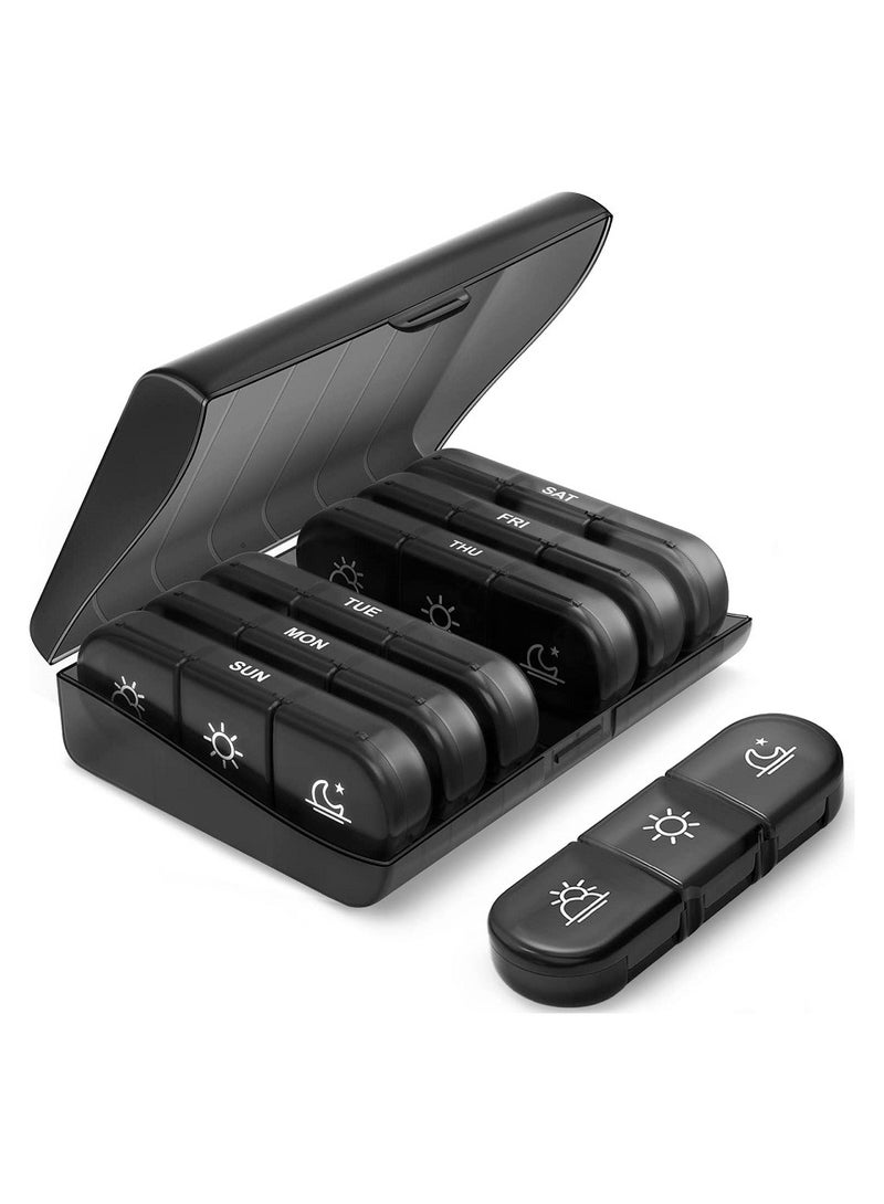 آي ميس يو منظم حبوب أسبوعي 3 مرات في اليوم، علبة دواء محمولة للسفر لمدة 7 أيام مع حاويات حبوب كبيرة - Image 1