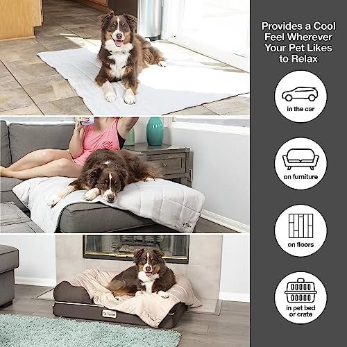PetFusion Premium Cat and Dog Cooling Blanket. Lightweight Pet Blanket | Machine Washable | Multiple Sizes: for Pets Small to Extra-Large | Multiple Colors: Grey and Brown - Image 2
