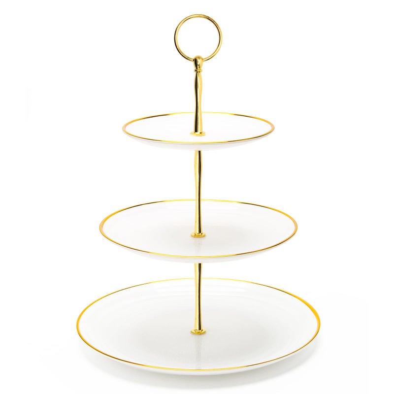 Coitak 3 Tier Cupcake Stand Plastic Tiered Serving Stand Dessert Tower Tray for Tea Party Baby Shower and Wedding Roundgold edge