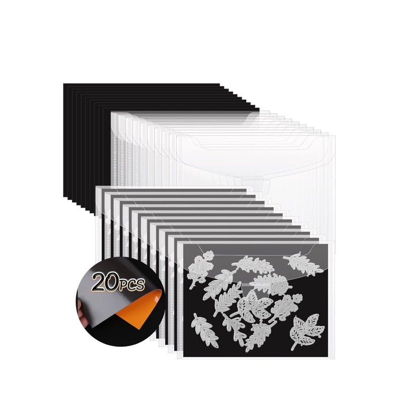 SOLARAE 20PCS Magnetic Sheets for Dies Storage, Stamp and Die Storage Bag and Rubber Magnetic Sheets, Die Storage Set for Storage Die Cutting、DIY Scrapbooking, Die Cut Storage for Card Making Supplies - Image 1