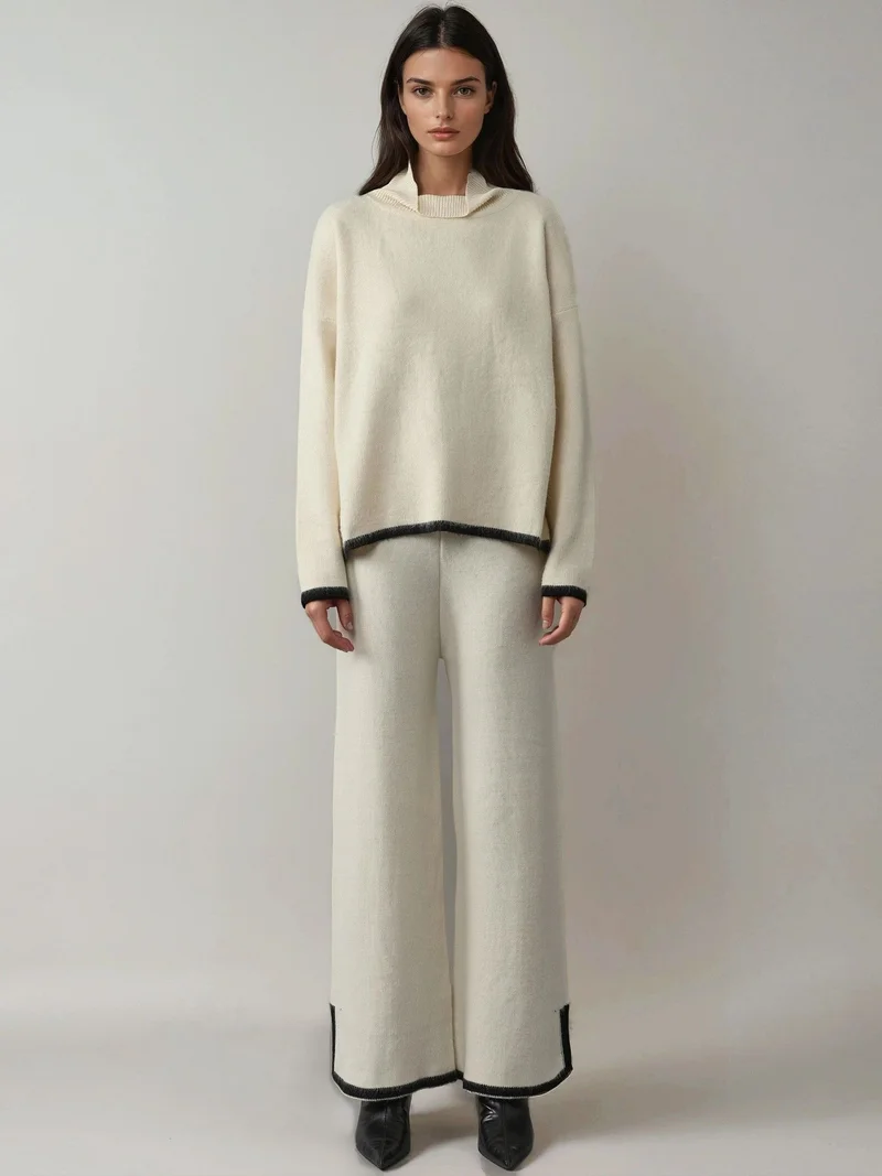 MY FASHION MY FASHION Soft Textured Oversized Sweater & Pants Knit Co-ord Set