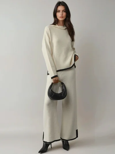 MY FASHION MY FASHION Soft Textured Oversized Sweater & Pants Knit Co-ord Set
