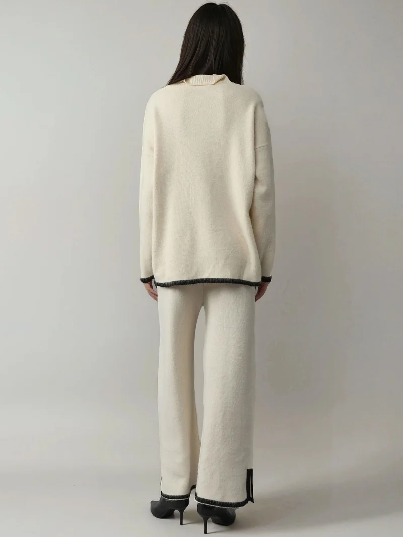 MY FASHION MY FASHION Soft Textured Oversized Sweater & Pants Knit Co-ord Set