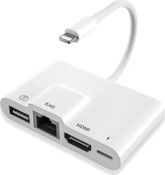 Polhammobile Polham Lightning 1 Hdmi 1 RJ45 1 USB 1 Lightning Input Replicator Hub Adapter