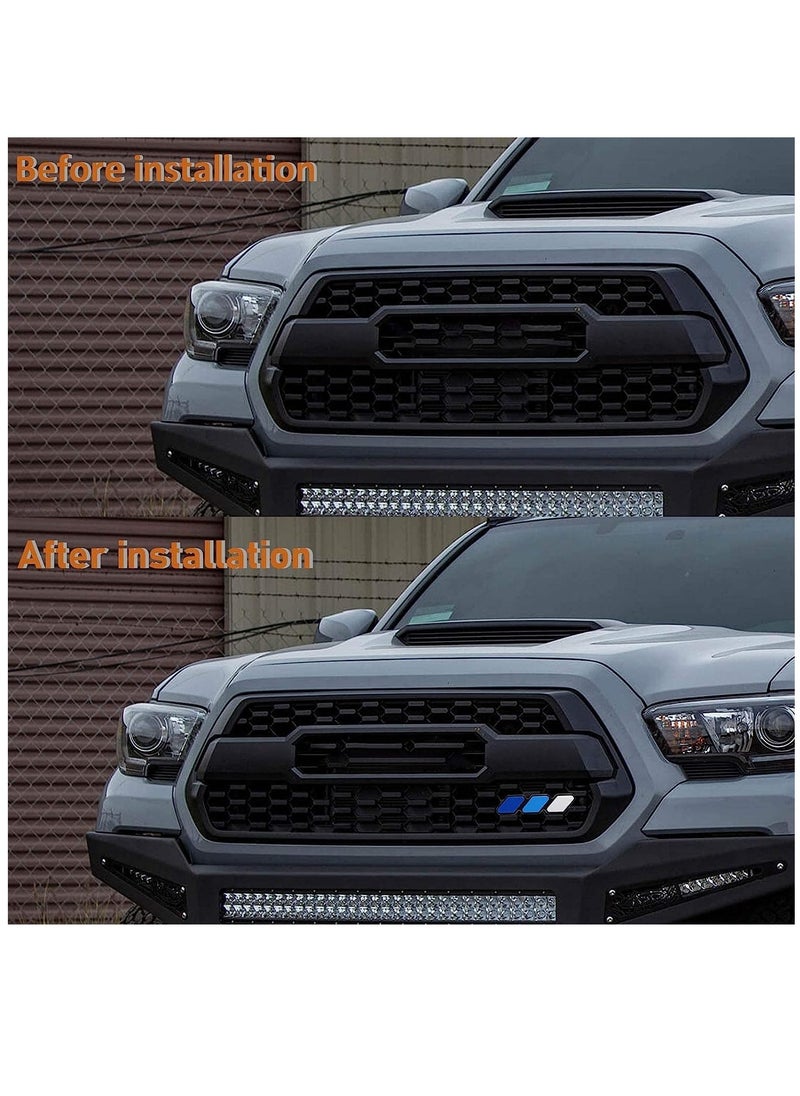 Generic Tri-Color Grille Badge Logo Decoration Accessories Car Truck Label For Tacoma 4runner And For Tundra Rav4, Three-Color Badge Logo For Highlander'S T-G3y White-blue-dark blue  - Image 2