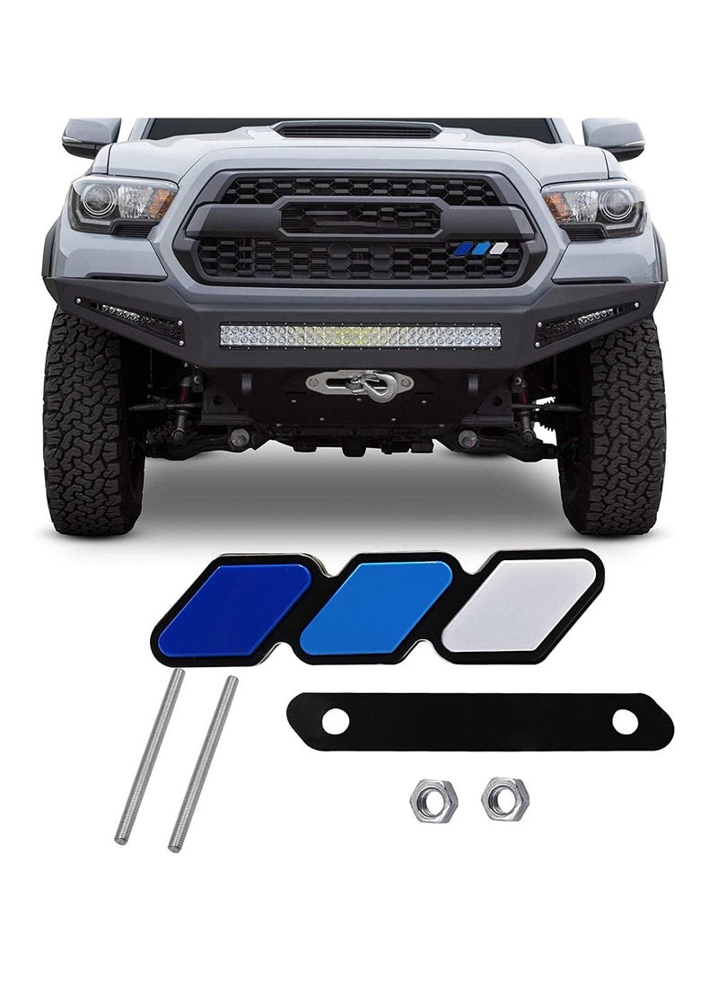 Generic Tri-Color Grille Badge Logo Decoration Accessories Car Truck Label For Tacoma 4runner And For Tundra Rav4, Three-Color Badge Logo For Highlander'S T-G3y White-blue-dark blue  - Image 1