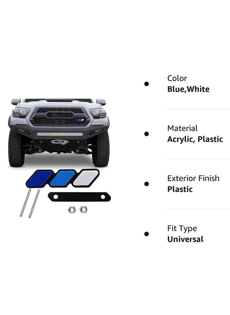 Generic Tri-Color Grille Badge Logo Decoration Accessories Car Truck Label For Tacoma 4runner And For Tundra Rav4, Three-Color Badge Logo For Highlander'S T-G3y White-blue-dark blue  - Image 4