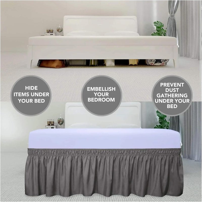 Wrap Around Ruffle Bed Skirt for Full Size Beds with 40 Cm Drop Pleated Bedskirt(Deep Blue Gray,200x200x40cm (LxWxD)) - Image 5