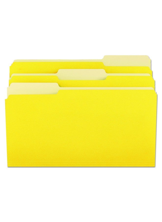 Universal One Universal 10524 File Folders, 1/3 Cut One-Ply Top Tab, Legal, Yellow/Light Yellow (Box Of 100)  - Image 1