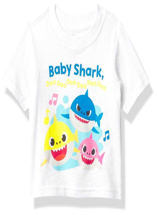Pinkfong Boys' Toddler Baby Shark Doo Family Short Sleeve T-Shirt, White, 2T - Image 1