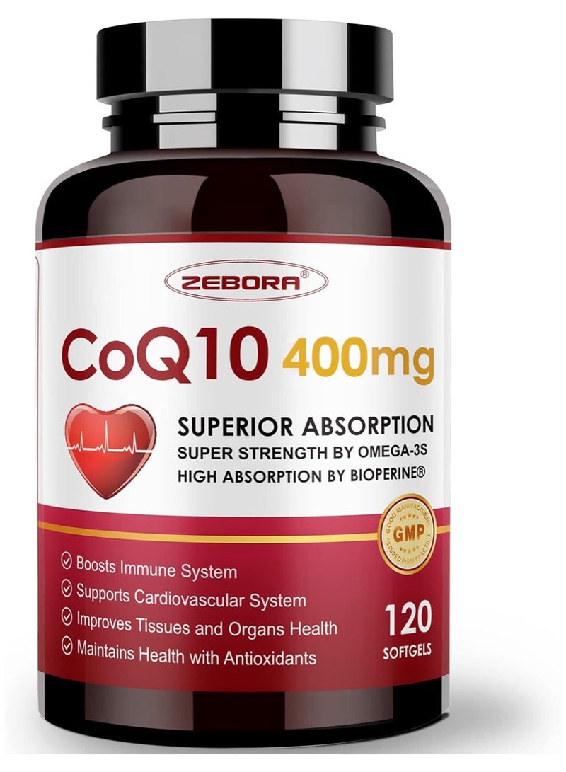 ZEBORA CoQ10-400mg فائق الامتصاص - 120 كبسولة هلامية
