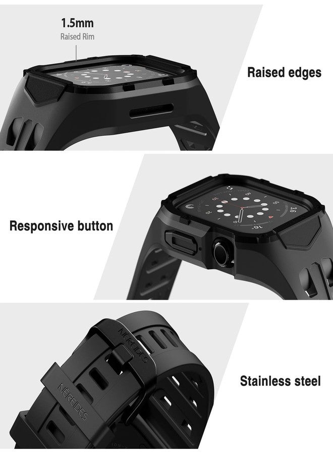 Nereides Rugged band with Case Compatible with Apple Watch SE3/SE2/SE, Series 11/10/9/8/7/6/5/4 (46mm/45mm/44mm), Shockproof Rugged Band (Black) - Image 5