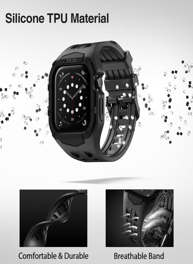 Nereides Rugged band with Case Compatible with Apple Watch SE3/SE2/SE, Series 11/10/9/8/7/6/5/4 (46mm/45mm/44mm), Shockproof Rugged Band (Black) - Image 3