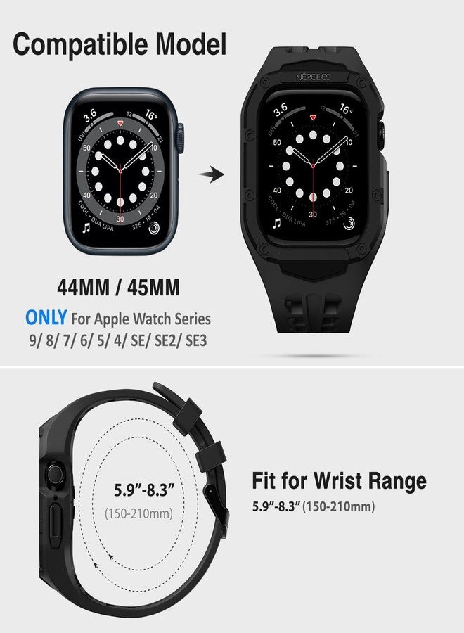 Nereides Rugged band with Case Compatible with Apple Watch SE3/SE2/SE, Series 11/10/9/8/7/6/5/4 (46mm/45mm/44mm), Shockproof Rugged Band (Black) - Image 4
