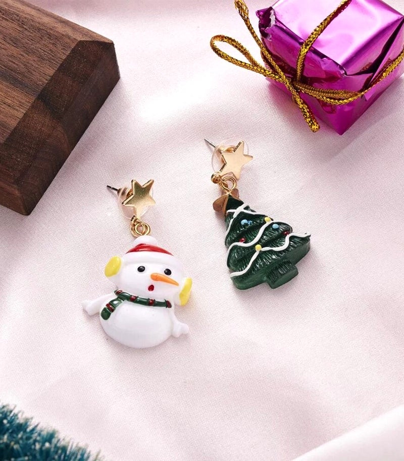 BP Tattoo Christmas Themed Snowman and Christmas Pine Figure Earrings  - Image 3