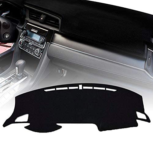 PGTOPONE Custom Fit Dashboard Black Center Console Cover Dash Mat Protector Sunshield Cover Pad Carpet for Honda 10th Civic 2016 2017 2018 2019Coupe Black