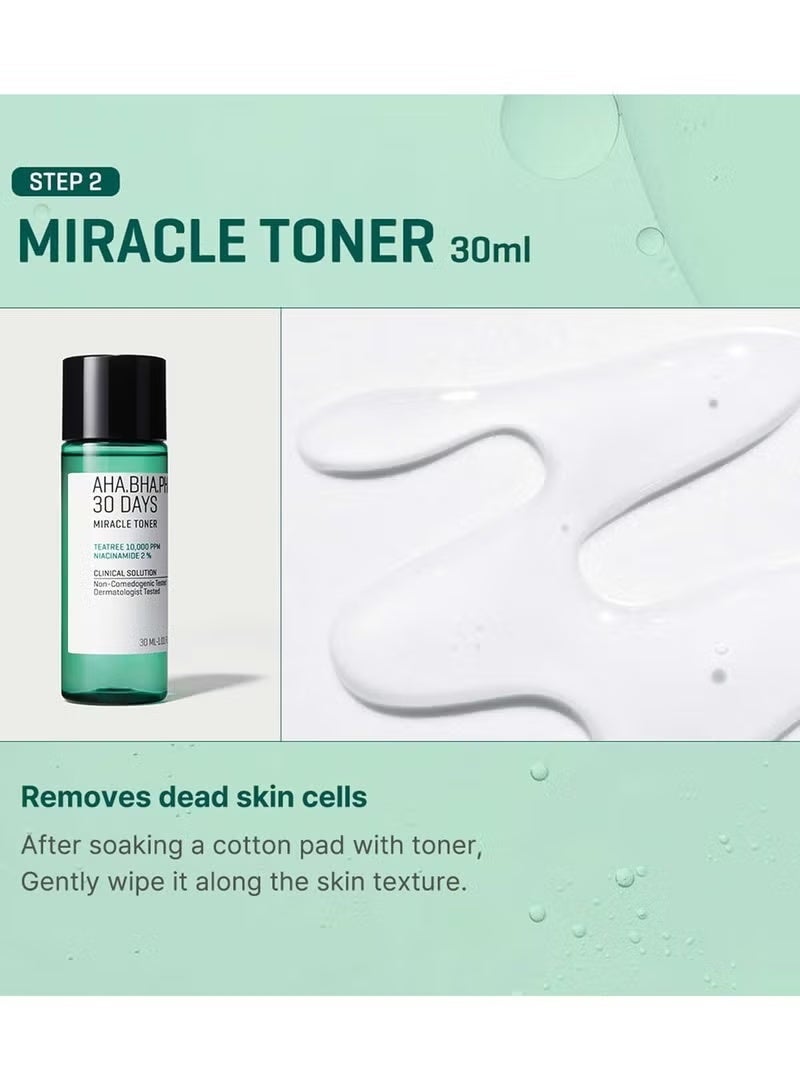 دبي جاليري مجموعة AHA BHA PHA المعجزة خلال 30 يومًا (AC SOS Kit) | تشمل تونر 30 مل + سيروم 10 مل + كريم 20 جم + غسول رغوي 30 مل | مجموعة عناية يومية لطيفة مقشرة لإزالة الشوائب، وتنظيم الدهون، والعناية بالبشرة الدهنية - Image 3