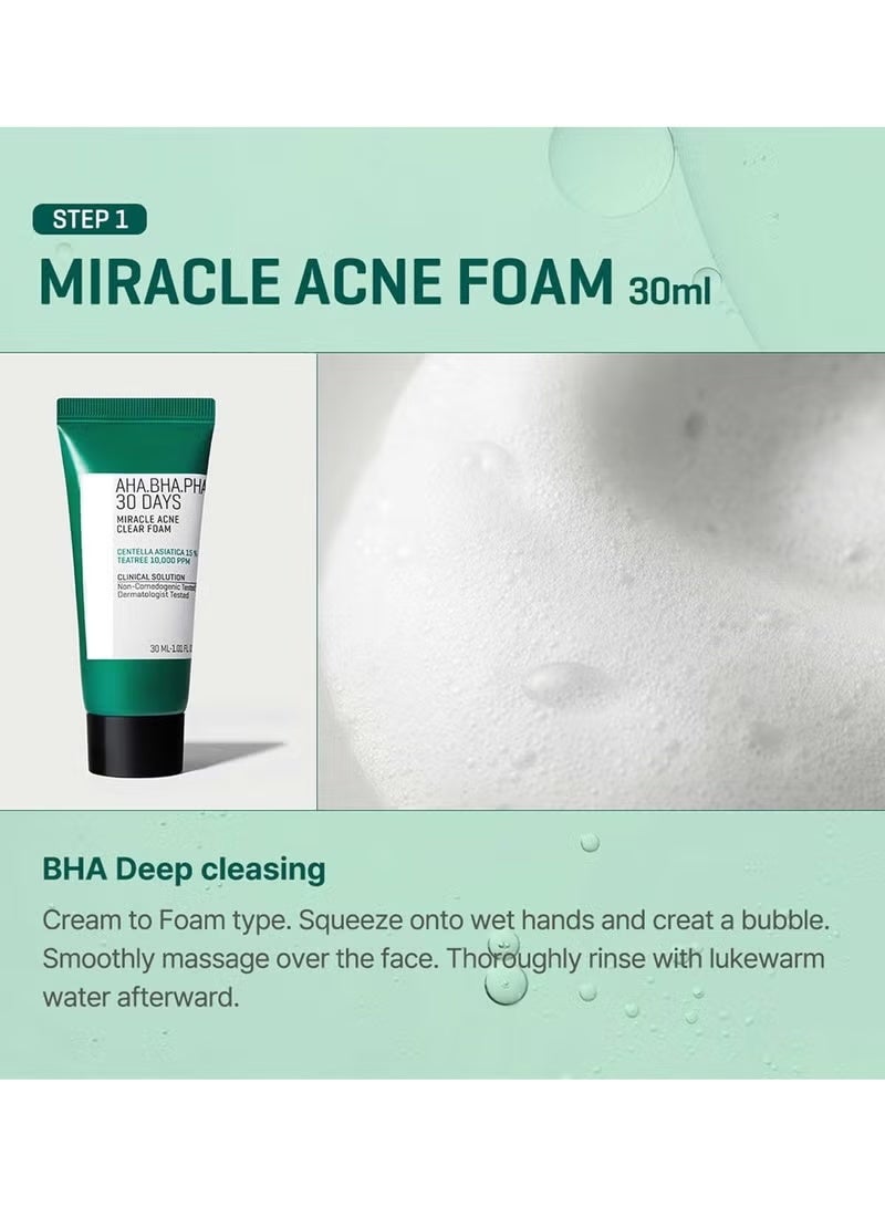 دبي جاليري مجموعة AHA BHA PHA المعجزة خلال 30 يومًا (AC SOS Kit) | تشمل تونر 30 مل + سيروم 10 مل + كريم 20 جم + غسول رغوي 30 مل | مجموعة عناية يومية لطيفة مقشرة لإزالة الشوائب، وتنظيم الدهون، والعناية بالبشرة الدهنية - Image 2