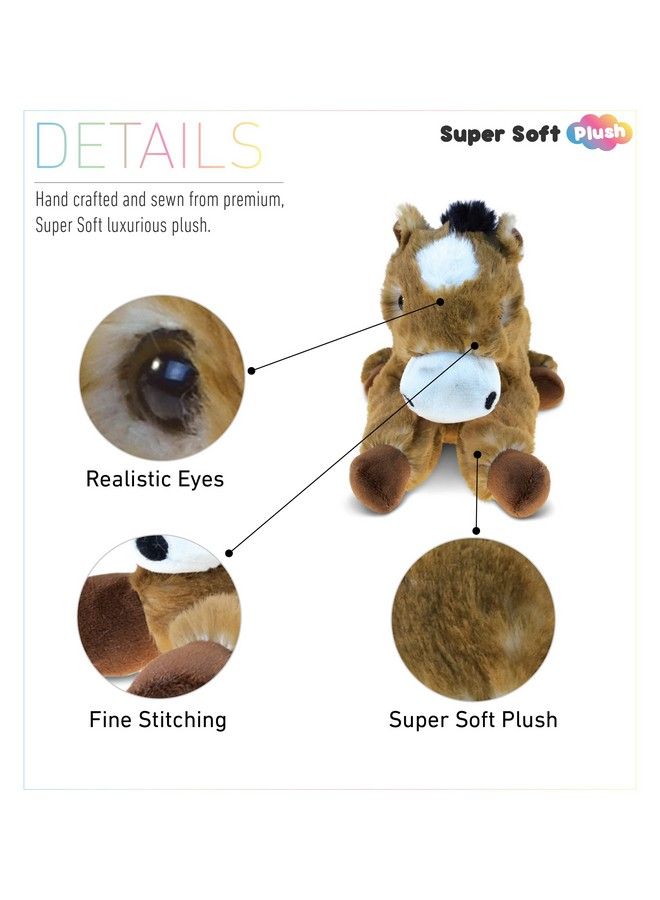 Puzzled Dollibu Lying Brown Horse Super Soft Stuffed Animal Cute Realistic Stuffed Animals For Girls. Boys And Adults Animal Gifts Kids Nursery Décor Cuddly Barn Plush Toys 10.5 Inches - Image 3