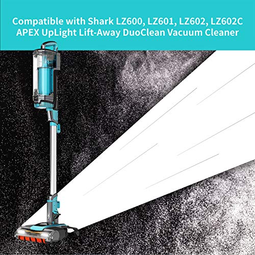 Leemone Replacement Parts for Shark LZ600 LZ601 LZ602 LZ602C APEX UpLight Lift-Away DuoClean Vacuum Cleaner, 2 Post Hepa & 2 Pre-Motor Filters, 4 Foam Filters, 1 Soft Brush Roll - Image 2