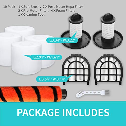 Leemone Replacement Parts for Shark LZ600 LZ601 LZ602 LZ602C APEX UpLight Lift-Away DuoClean Vacuum Cleaner, 2 Post Hepa & 2 Pre-Motor Filters, 4 Foam Filters, 1 Soft Brush Roll - Image 3