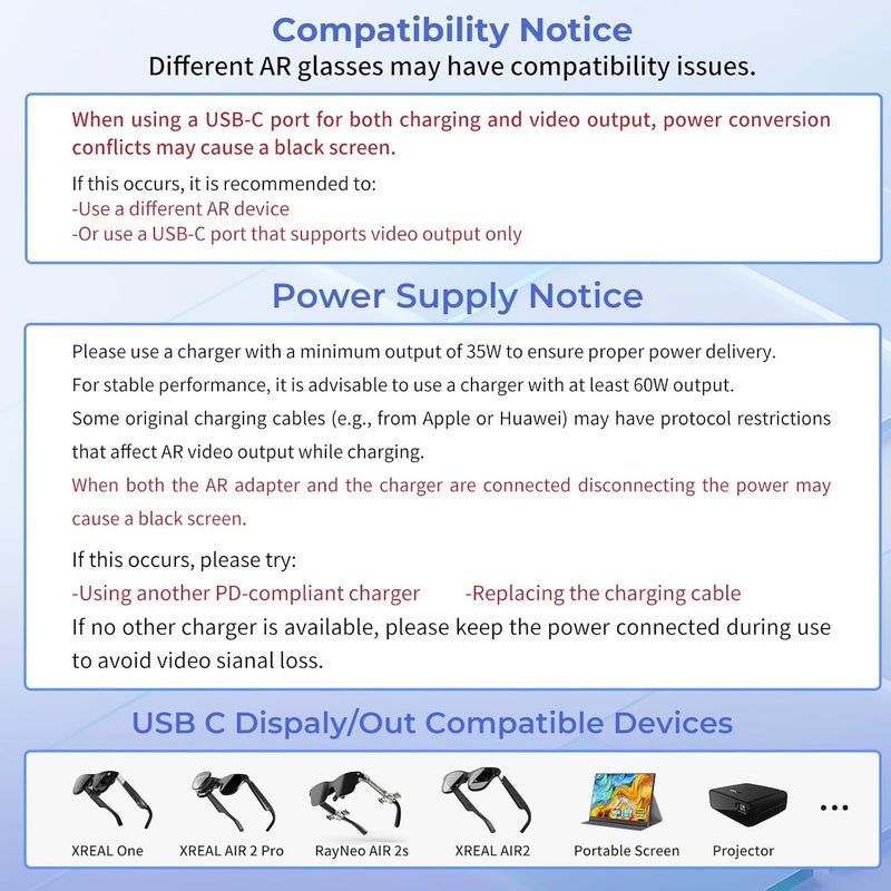 Guermok 5-in-1 USB-C Adapter for AR Glasses, 100W PD, 4K@60Hz, USB/USB-C - Compatible with AR Devices, Portable Monitors, Switch 2/1, Type-C Displays, Studio Display, Laptops, Silver - Image 5