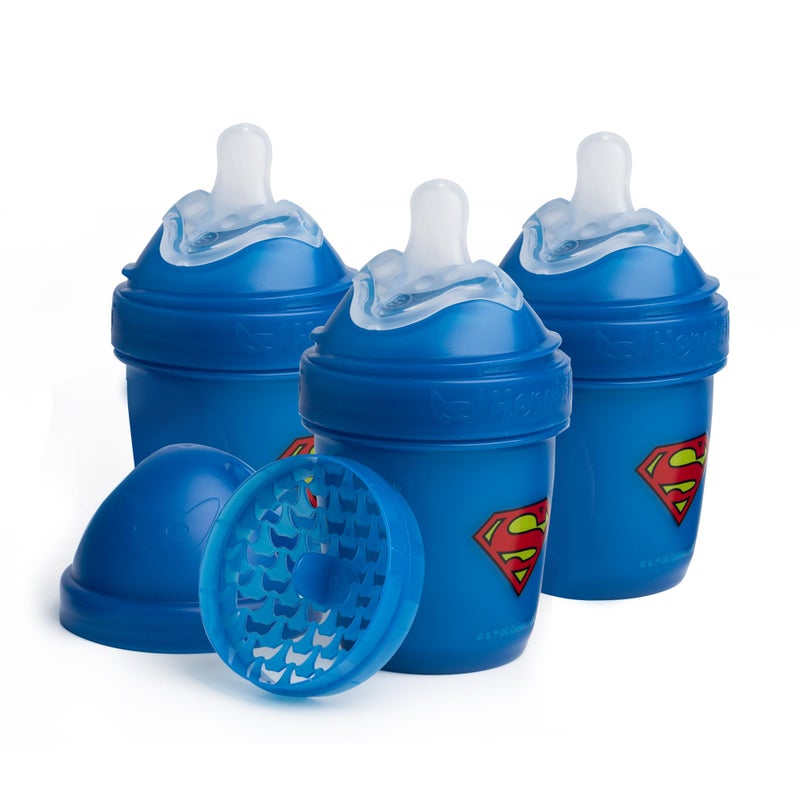 Herobility Double Anti-Colic Baby Bottles - 5 fl oz/140ml - 3-Pack - Superman Logo - Image 1