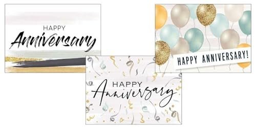 Work Anniversary Cards with Envelopes for Employees 25 Variety Assortment Pack 3 Designs Bulk Appreciation Greeting Card Set for Business 5x7 Inch Office Work Coworkers Team VP2001