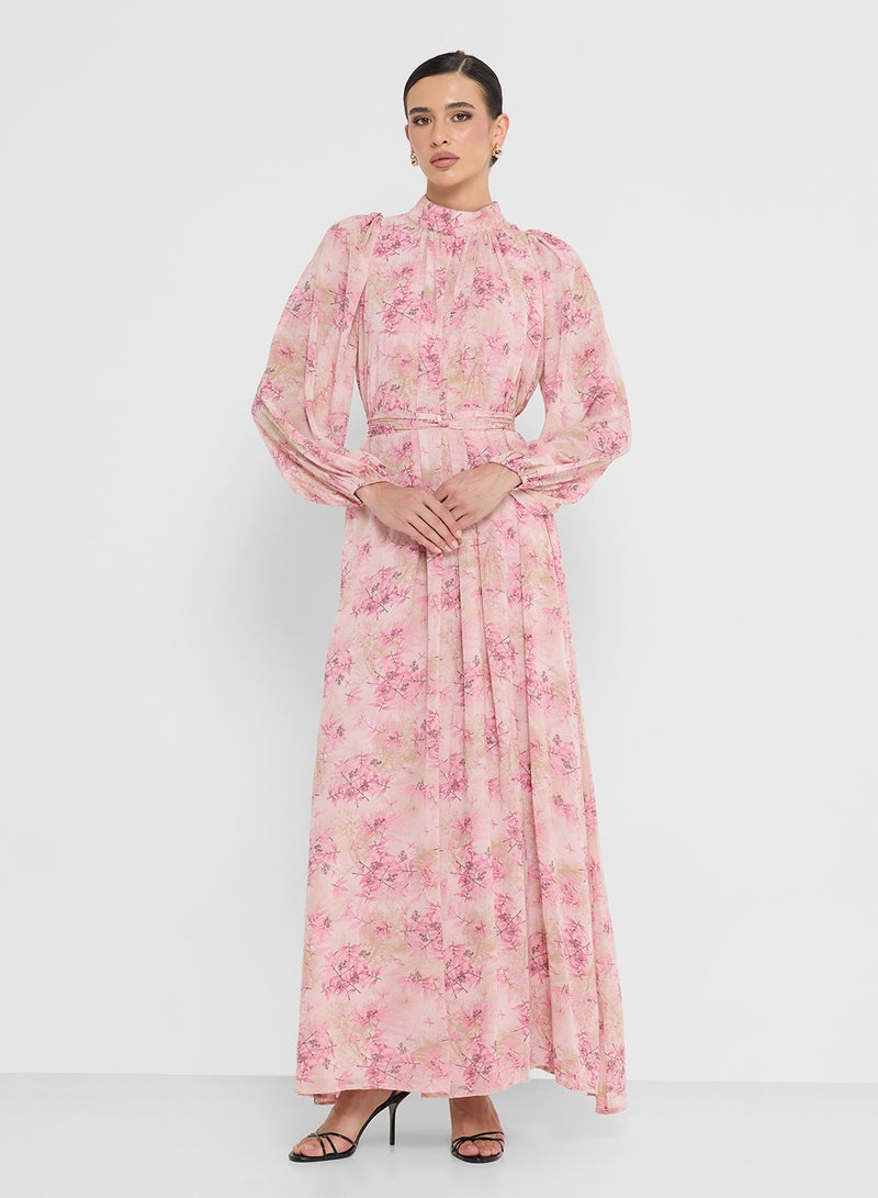 FYOR Floral Print Long-Sleeve Maxi Dress in Lightweight Fabric - Image 1