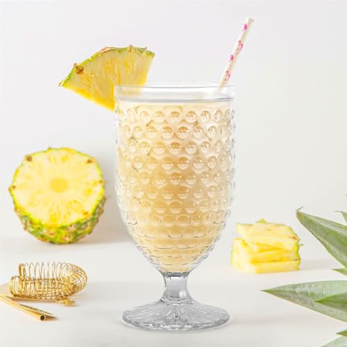 Wongblee Hobnail Glass Goblets 16.9 Oz, Stemmed Water Glasses, Iced Tea Goblets, Vintage Drinking Glasses for Beverages, Set of 4 (Clear) - Image 5