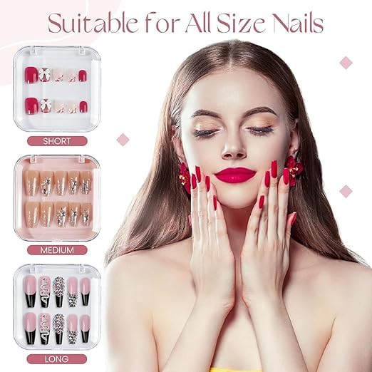 HMAA Nail Storage Box Nails Display Storage Container Transparent Nail Packaging Boxes Organizer Case Press On Nail Packaging Box for Salon Home 10 PCS SMALL pink - Image 2