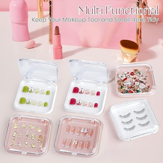 HMAA Nail Storage Box Nails Display Storage Container Transparent Nail Packaging Boxes Organizer Case Press On Nail Packaging Box for Salon Home 10 PCS SMALL pink - Image 5