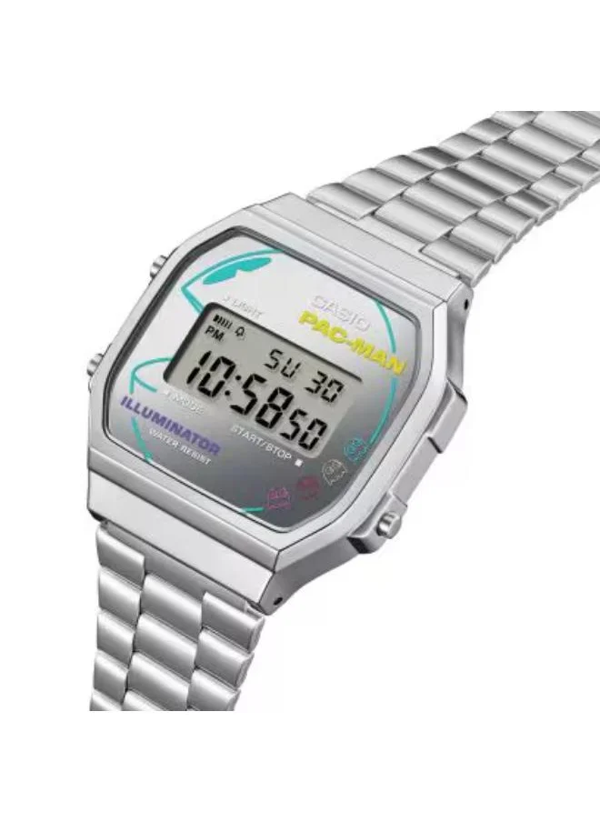 كاسيو Unisex Digital Display Watch With Silver Stainless Steel Strap - A168WEPC-7ADR