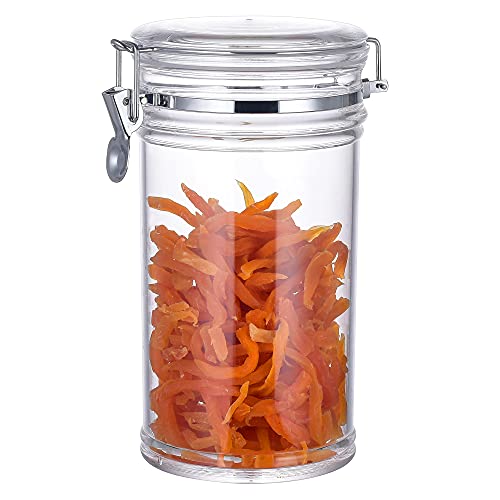IVOOBR 64 oz Reinforced Large Acrylic Canister with Locking Clamp, Airtight Flip Jar | Food Storage Container for Flour, Sugar, Coffee, Candy, Cookie etc - Image 1