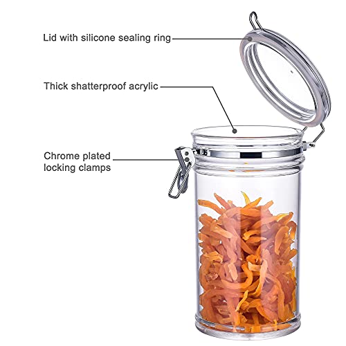 IVOOBR 64 oz Reinforced Large Acrylic Canister with Locking Clamp, Airtight Flip Jar | Food Storage Container for Flour, Sugar, Coffee, Candy, Cookie etc - Image 2