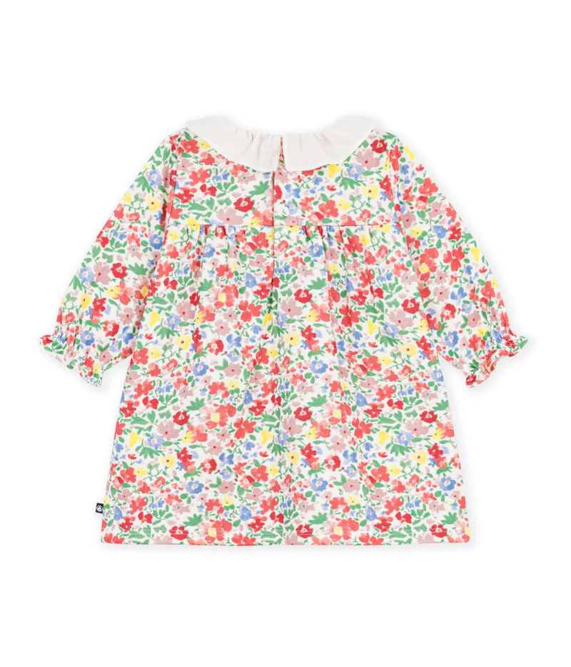 Petit Bateau Babies' Long Sleeved Floral-Print Cotton Dress