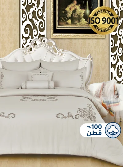 Master Home Textile MASTER Cotton Embroidery Comforter Sets, Fits 200 x 200 cm Double Size Bed, 8 Pcs King Size, 200 TC Cotton