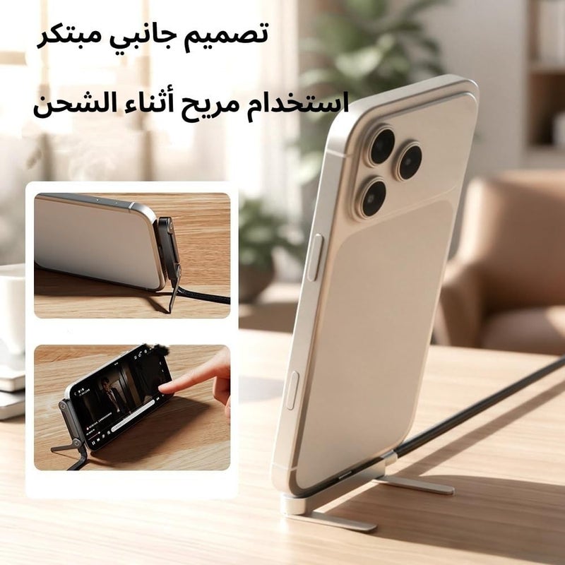 CozyNook Sideways Phone Charger, 240W Fast Charging Cable with Rotatable Phone Holder Stand, 360-Degree Rotation, 1.5 Meter Sideway Gaming Charger (Type C to Type C) - Image 3