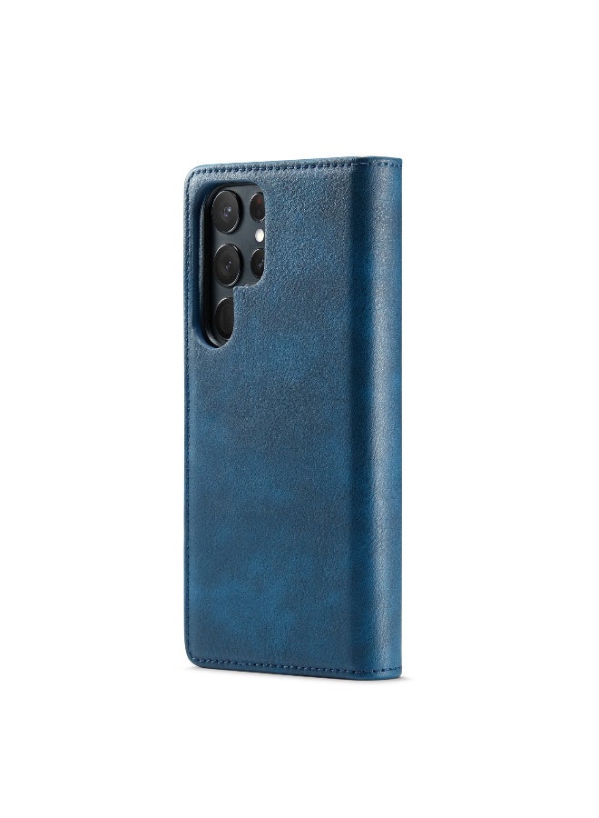 DGMING CaseMe Samsung Galaxy S23 Ultra 5G DG.MING Crazy Horse Texture Detachable Magnetic Leather Case - Blue - Image 3