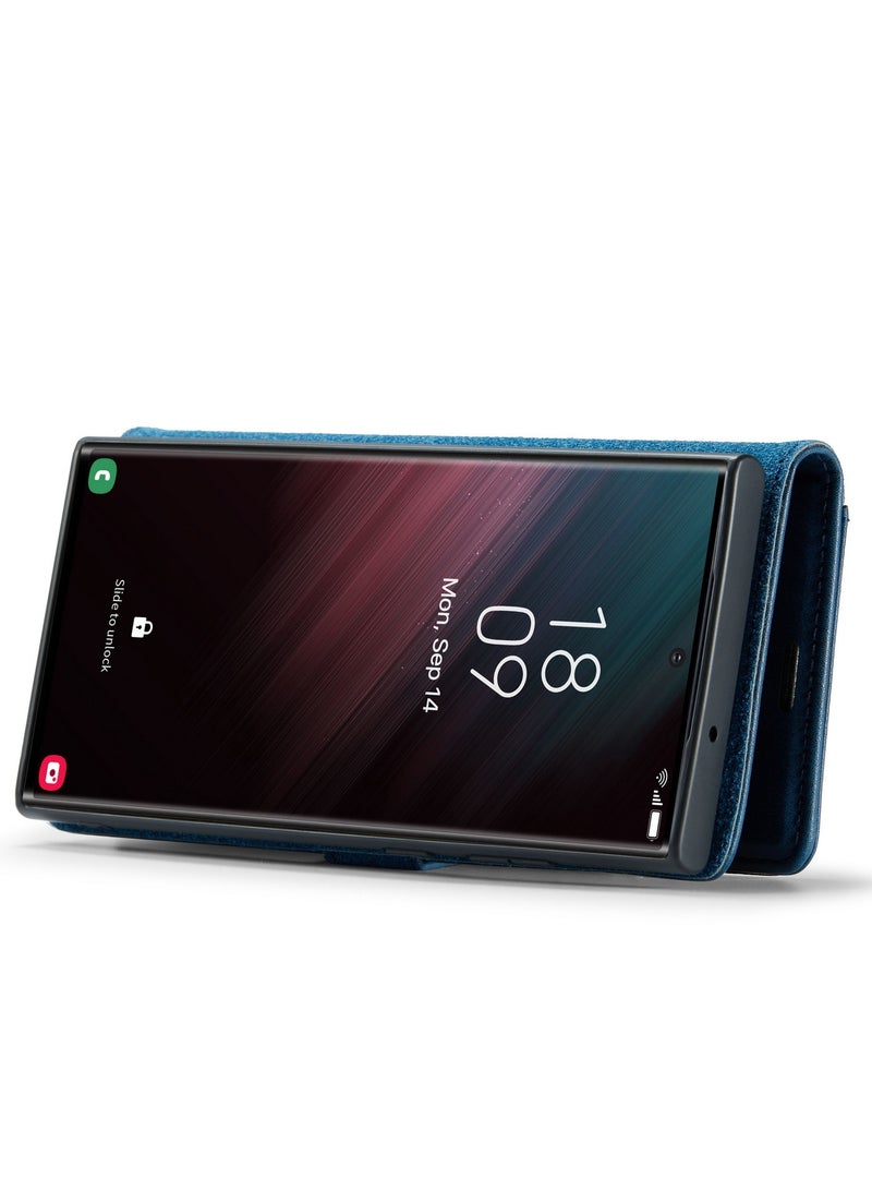 DGMING CaseMe Samsung Galaxy S23 Ultra 5G DG.MING Crazy Horse Texture Detachable Magnetic Leather Case - Blue - Image 4