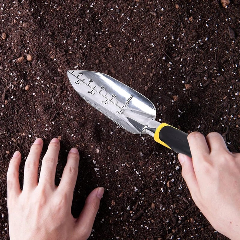 Cuayaes Garden Trowel Hand Shovel with Soft Rubberized Non-Slip Ergonomic Handle for Planting Transplanting, Weeding, Moving and Smoothing Soil-Gardening Gift (Spade Shovel) - Image 5