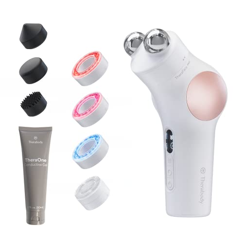 TheraFace Therabody TheraFace PRO Microcurrent Facial Device 8in1 Compact Face MassagerFacial Sculpting Tool with Light Therapy for Skin Tightening Anti Wrinkle Anti Aging Skin Care White