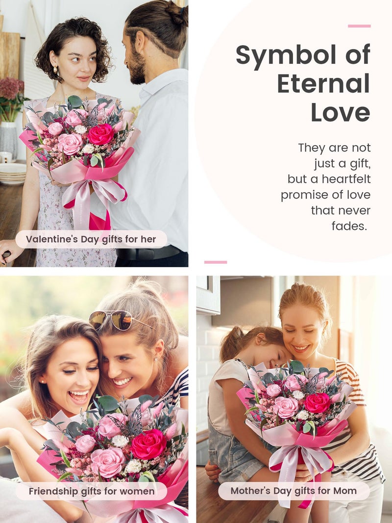 Polylove Flowers for Delivery Prime Forever Flowers Bouquet Preserved Roses Bouquet Flower Gift for Women Wife Mother Day Graduation Birthday (Hot Pink, Medium) - Image 4
