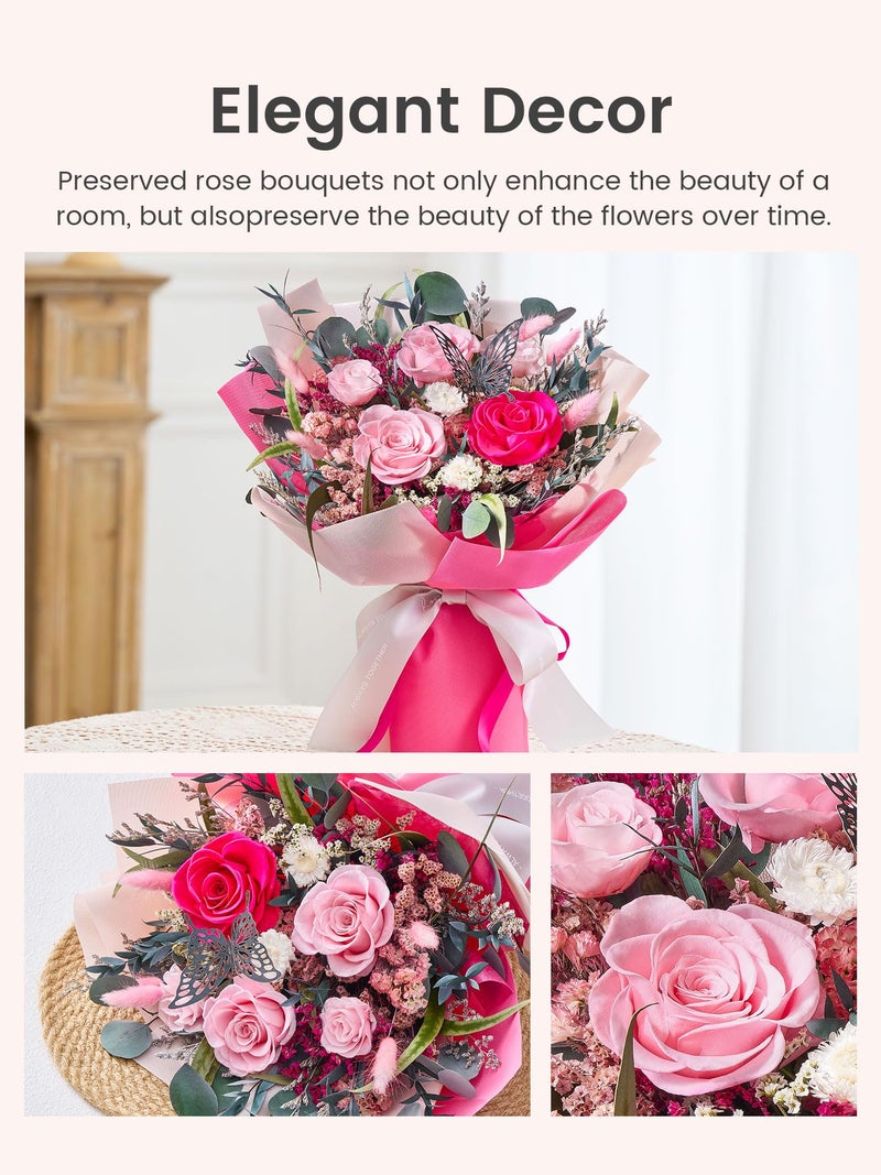Polylove Flowers for Delivery Prime Forever Flowers Bouquet Preserved Roses Bouquet Flower Gift for Women Wife Mother Day Graduation Birthday (Hot Pink, Medium) - Image 5