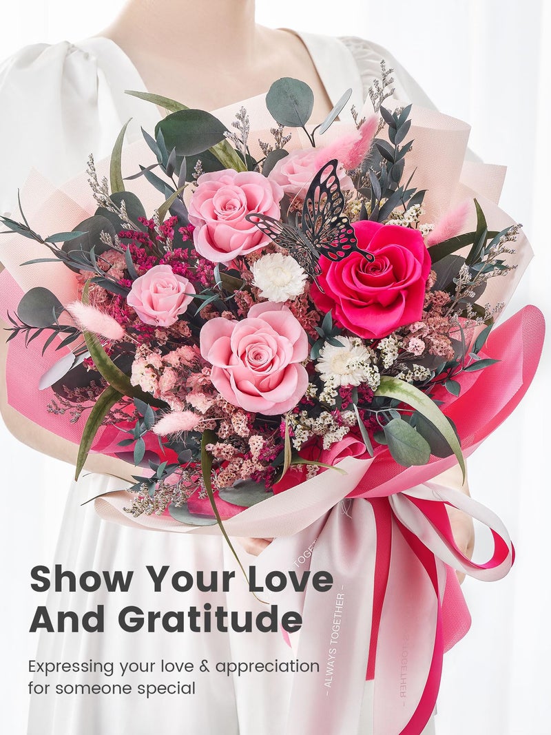 Polylove Flowers for Delivery Prime Forever Flowers Bouquet Preserved Roses Bouquet Flower Gift for Women Wife Mother Day Graduation Birthday (Hot Pink, Medium) - Image 2