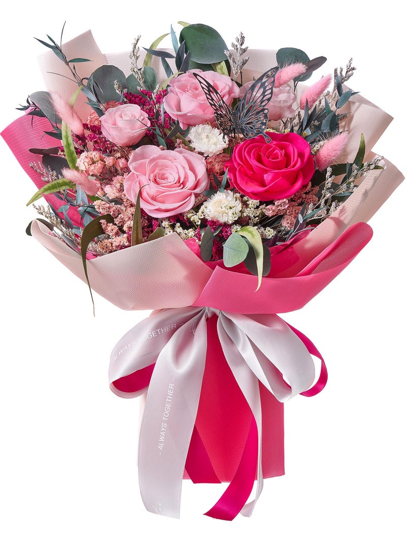 Polylove Flowers for Delivery Prime Forever Flowers Bouquet Preserved Roses Bouquet Flower Gift for Women Wife Mother Day Graduation Birthday (Hot Pink, Medium) - Image 1
