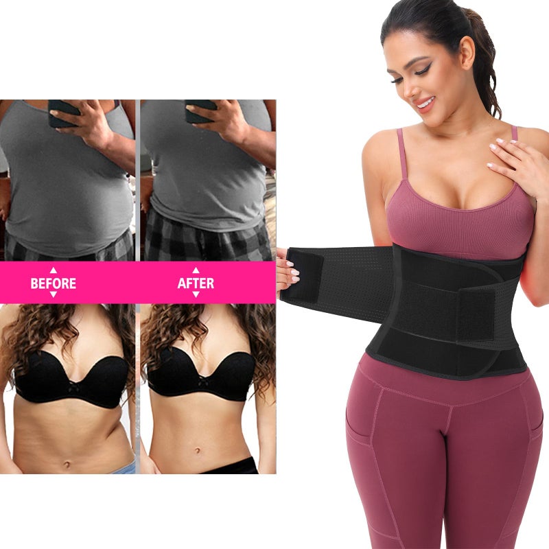 VENUZOR Waist Trainer Belt for Women - Waist Cincher Trimmer - Slimming Body Shaper Belt - Sport Girdle Belt (UP Graded)(Black,Medium) - Image 3