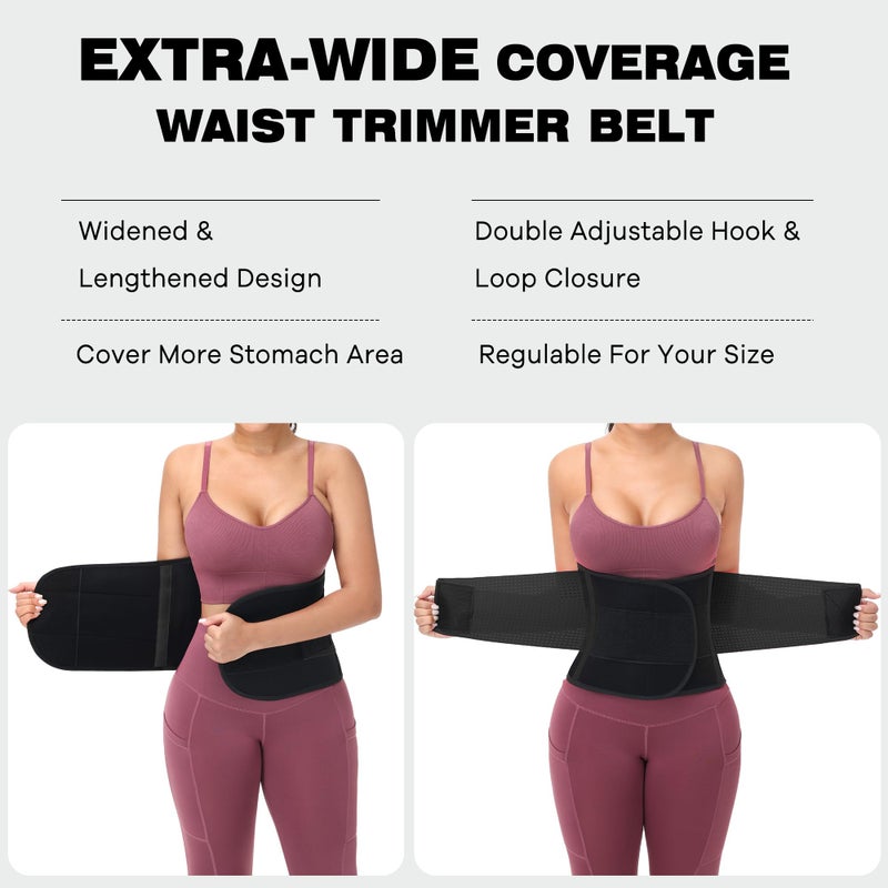 VENUZOR Waist Trainer Belt for Women - Waist Cincher Trimmer - Slimming Body Shaper Belt - Sport Girdle Belt (UP Graded)(Black,Medium) - Image 4