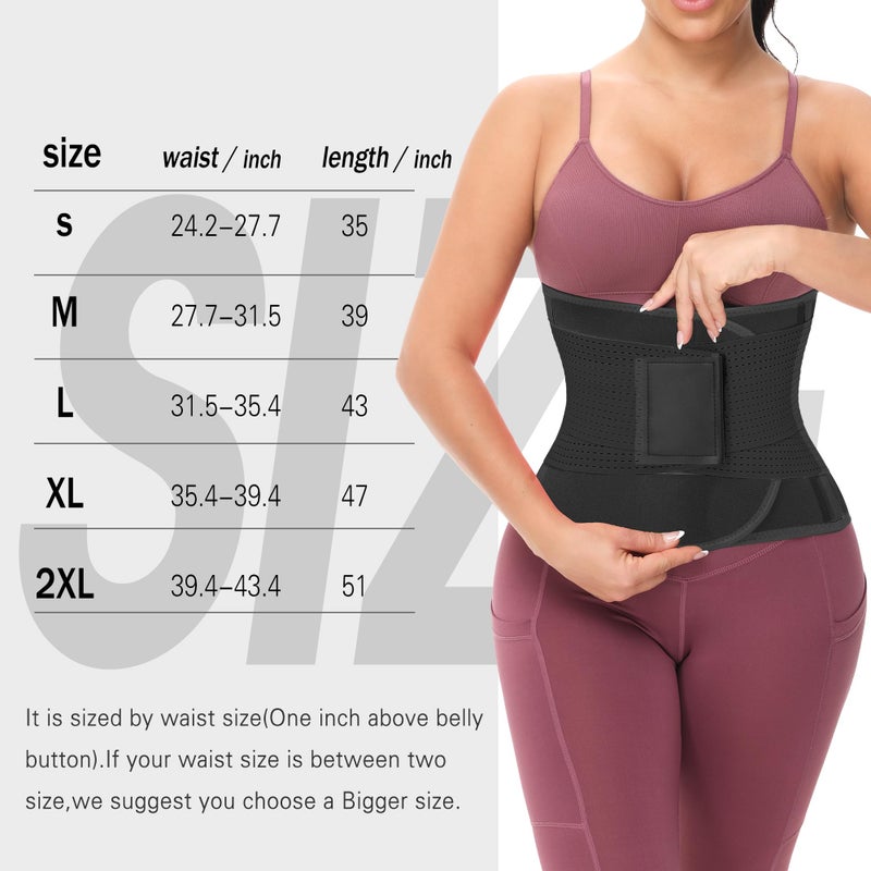 VENUZOR Waist Trainer Belt for Women - Waist Cincher Trimmer - Slimming Body Shaper Belt - Sport Girdle Belt (UP Graded)(Black,Medium) - Image 2