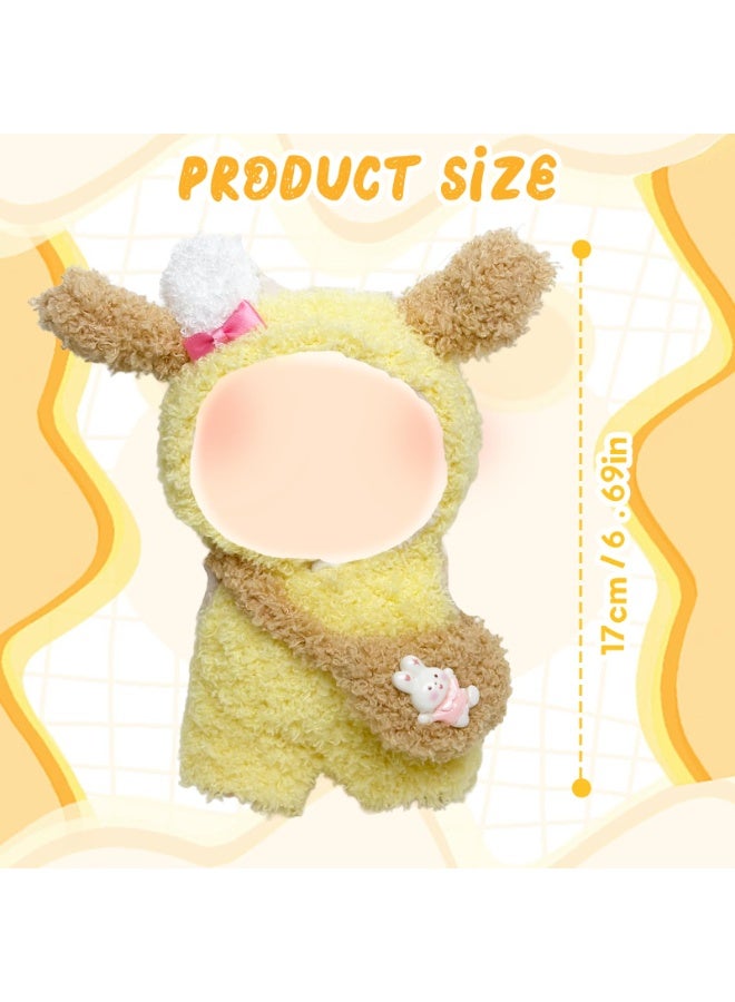 3 Pcs Doll Clothes and Accessories Compatible with Labubu 17cm Dolls Yellow Puppy Dolls Clothes Sets Include Jumpsuit Hairband Bag Girls Boys for Best Gifts, No Doll - Image 2